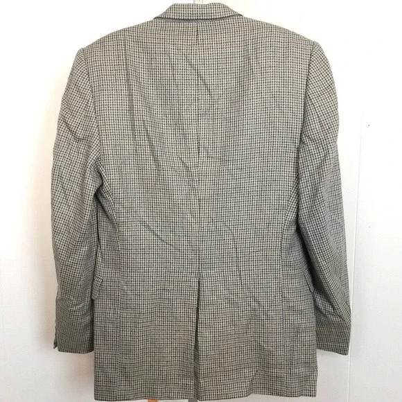 BURBERRY Men’s Houndstooth Sport Coat Blazer Jacket Sz 42 R neutral beige brown - Picture 5 of 7